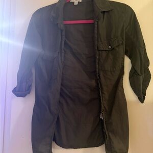 James Perse Olive Green Shirt with Pink Hanger Accent